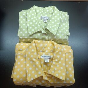 Set Of 2 Christopher & Banks Size‎ L Green & Yellow Polka Dot Denim Jackets
